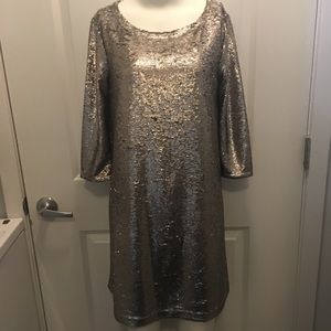 NWT BB DAKOTA XS Silver Sequin Mini Shift Dress